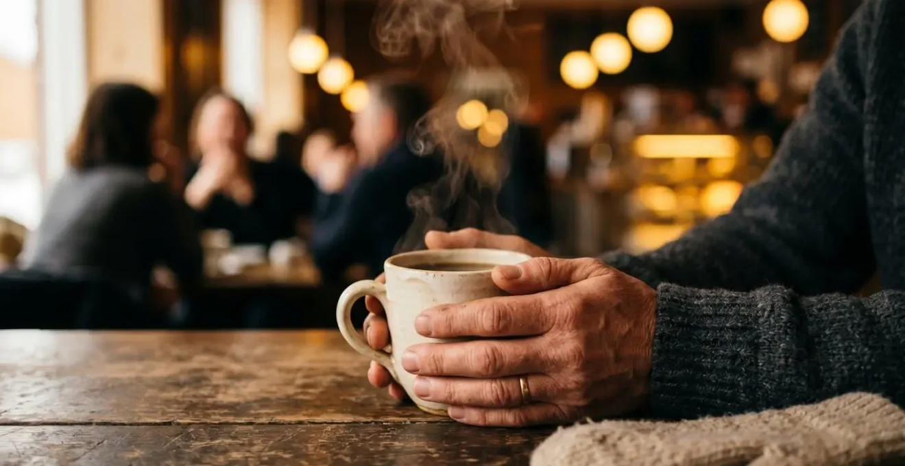 Ambiance chaleureuse d'un café islandais avec éclairage tamisé