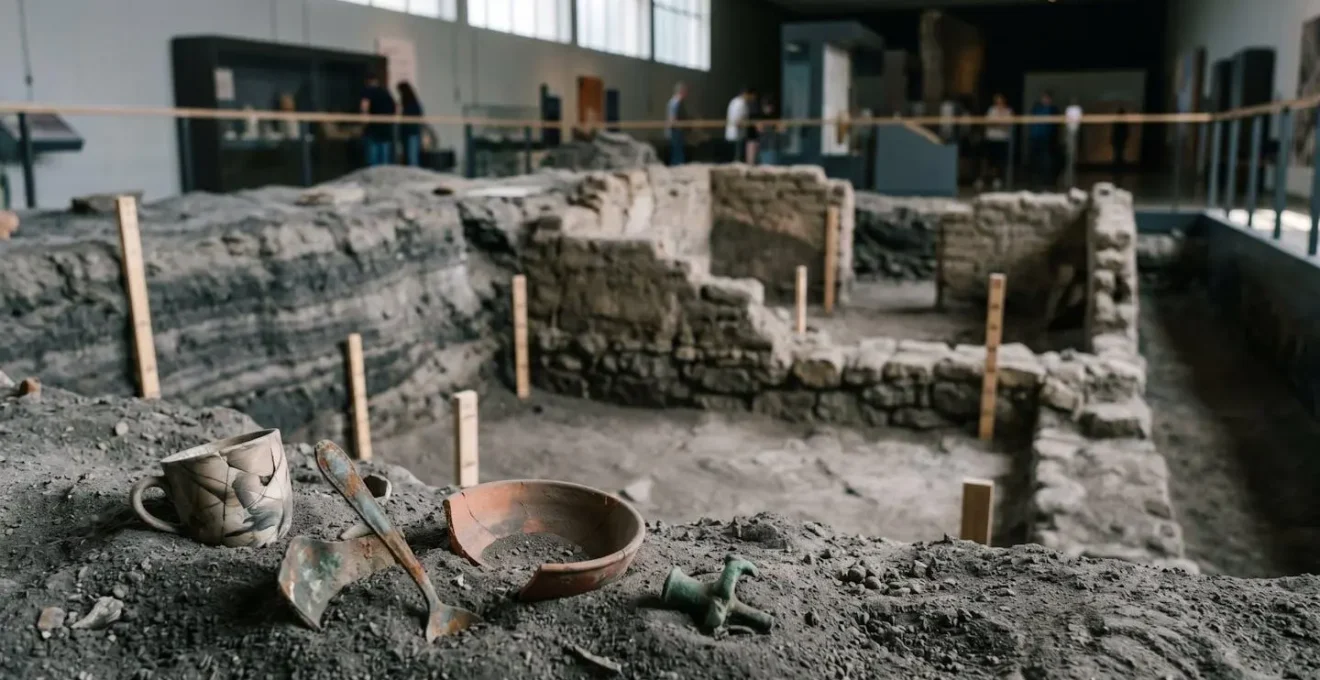 Intérieur archéologique d'une maison ensevelie par les cendres volcaniques en Islande