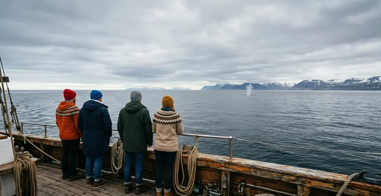 Observation de baleines depuis un bateau en mer avec un horizon dégagé