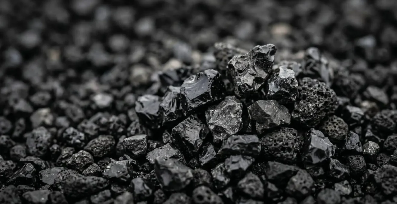 Gros plan extrême sur les grains de sable noir volcanique révélant leur texture anguleuse